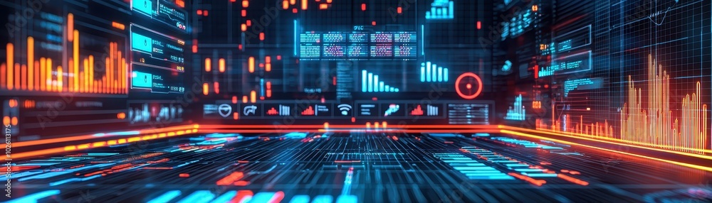 Digital futuristic interface with data visualization charts, graphs, and glowing elements, perfect for technology and data analysis concepts. Digital futuristic interface with data visualization charts, graphs, and glowing elements, perfect for technology and data analysis concepts.