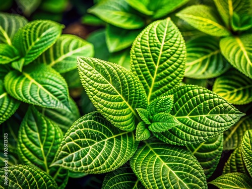 Macro View of Bright Green Leaves Showcasing Intricate Patterns in Nature's Design for Nature Lovers and Photography