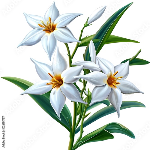 White Lilies Bouquet Floral Arrangement Isolated on White Background