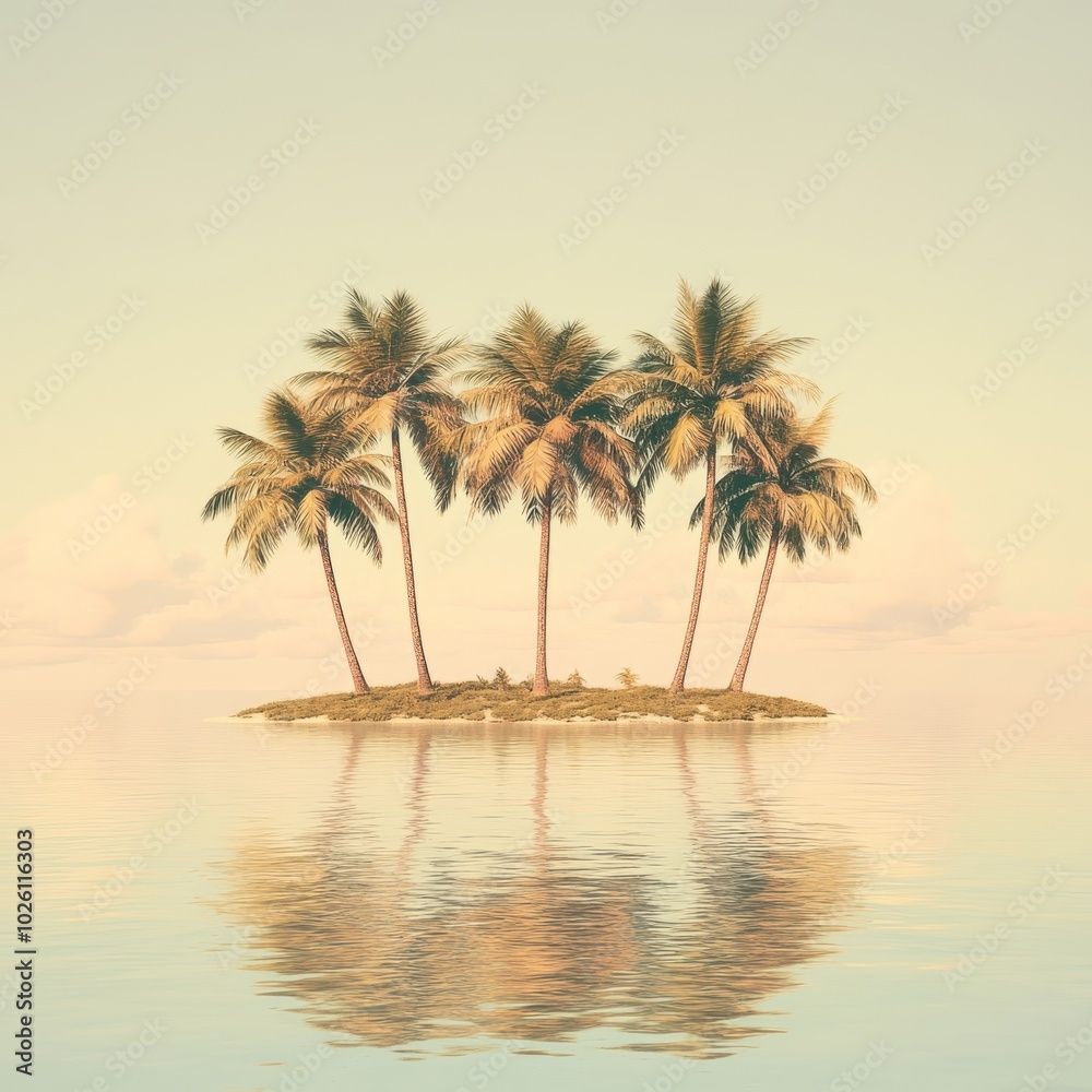 Obraz premium Tropical Paradise Palm Trees on Pastel Background