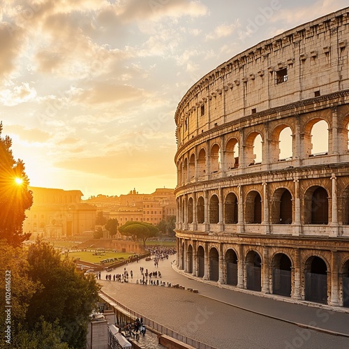 Colosseum Sunset Romes Iconic Amphitheater at Golden Hour