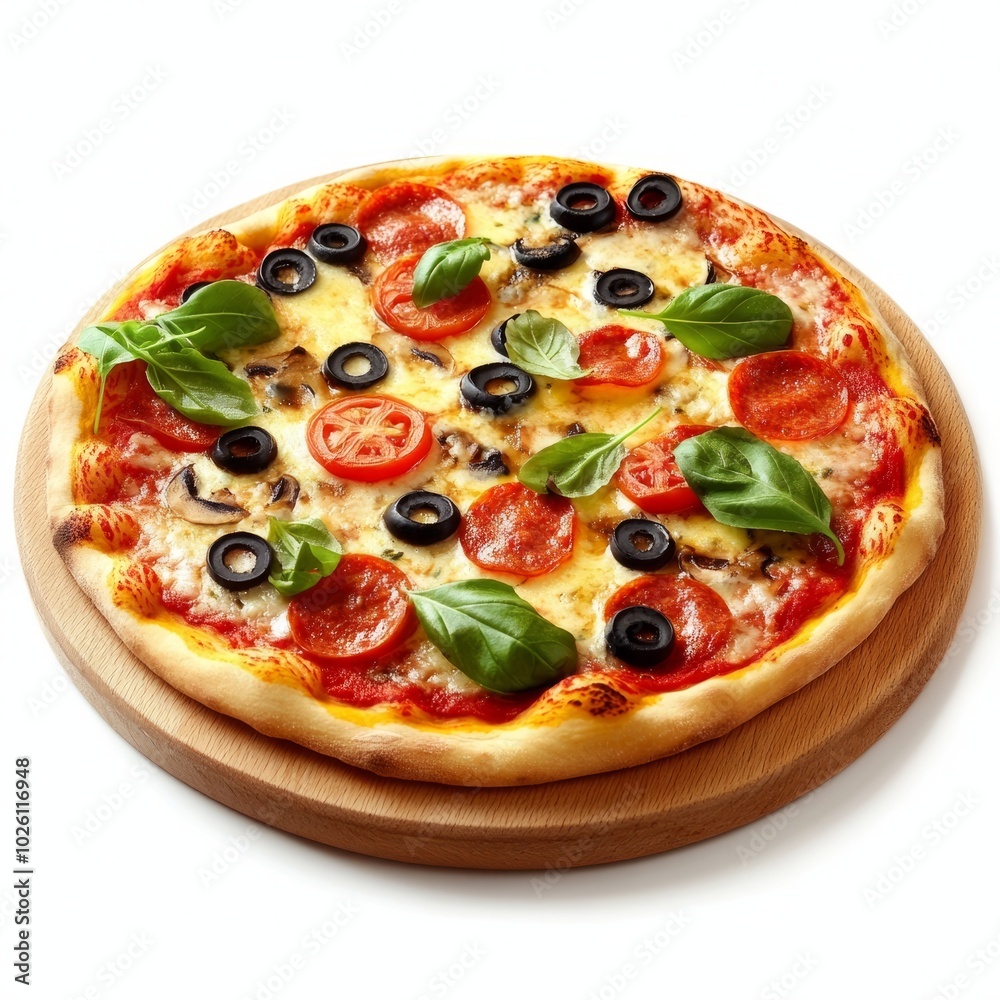 Delicious Homemade Pizza on White Background 1