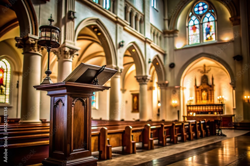 Fototapeta premium Minimalist Photography of Gospel Writers Lectern in Basilica Cathedral, Saint Augustine, Florida
