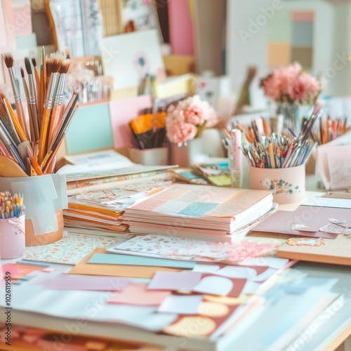 Creative Workspace Inspiration Pastel Hues Inspiring Materials