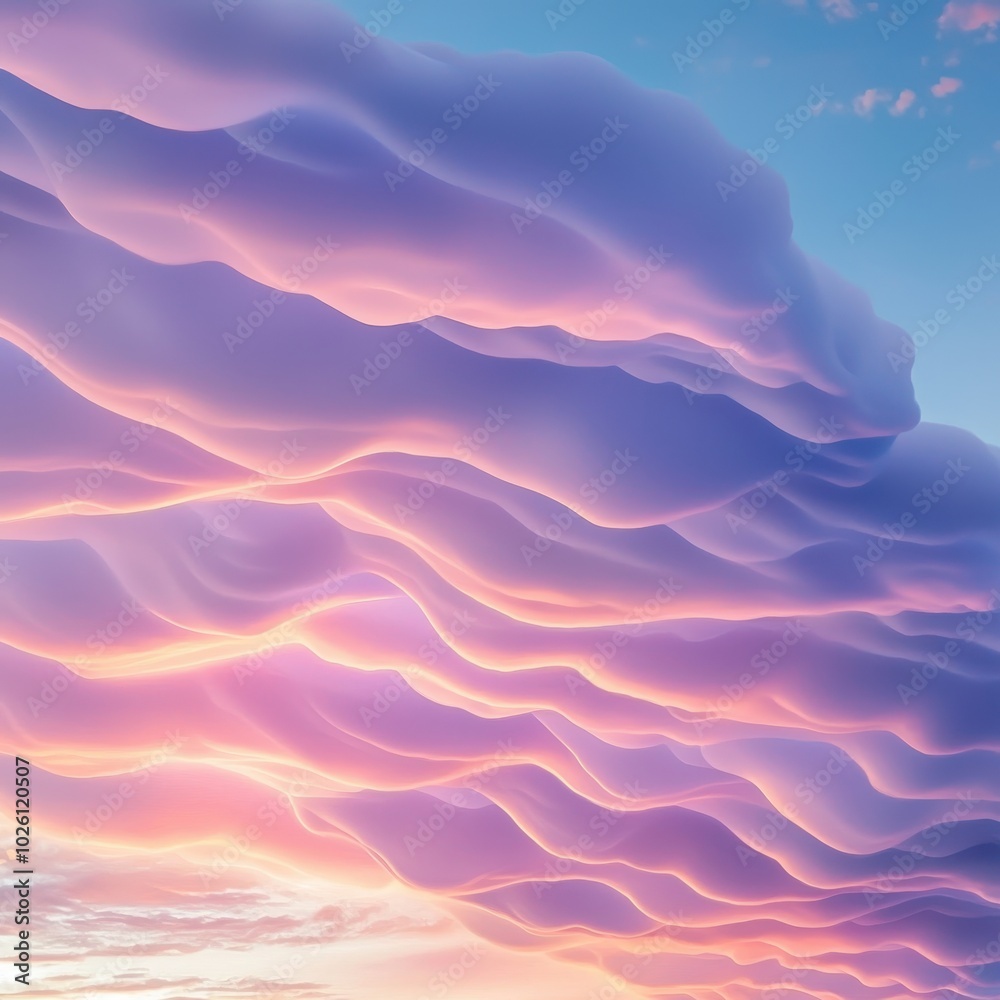Fototapeta premium Soft Cotton Candy Clouds in Wave Pattern