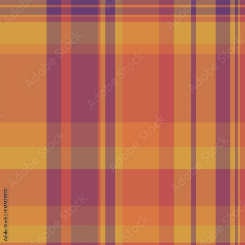 Cloth vector background tartan, purity plaid fabric textile. African check pattern seamless texture in orange and red colors.