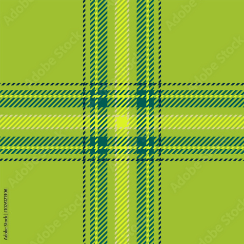 Vogue tartan textile vector, intense background texture pattern. Scrapbook check fabric seamless plaid in lime and teal colors.