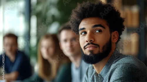 Confident Employee Presenting Diagram to Interview Panel