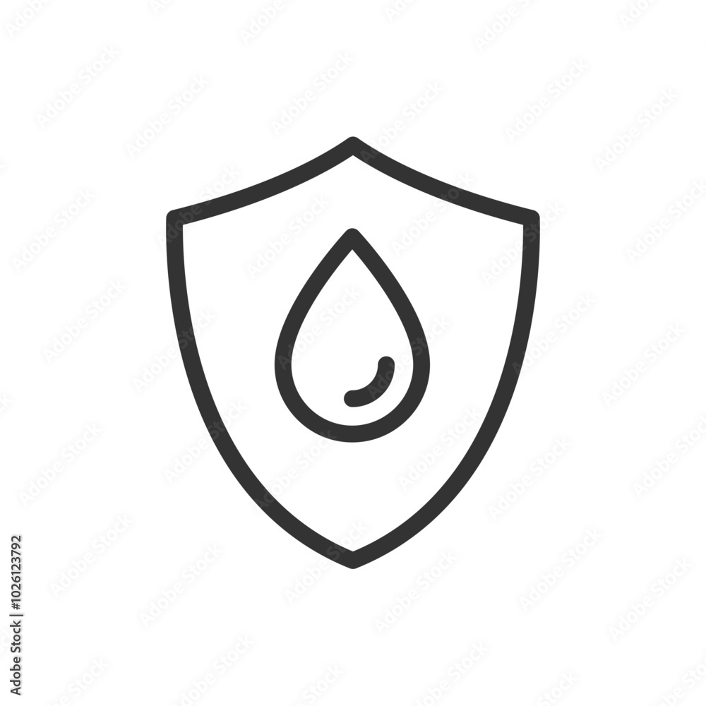 Water protection line vector icon isolated on white Water protection line vector icon isolated on white