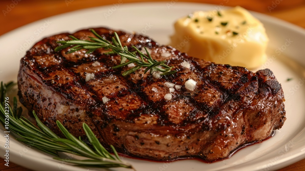 Grilled Ribeye Steak with Char Marks and Butter Grilled Ribeye Steak with Char Marks and Butter