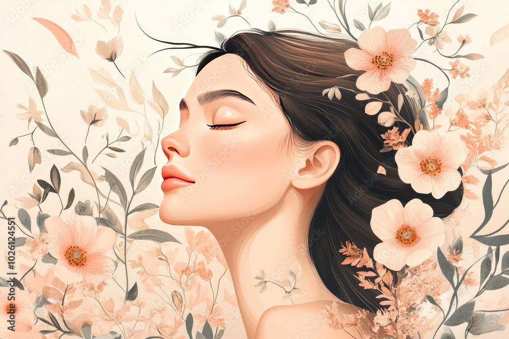 Fototapeta premium Serene Beauty with Floral Surroundings