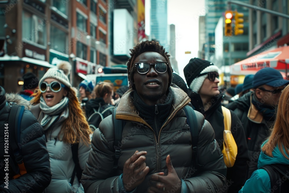 Young african american man with glasses in Manhattan street Young african american man with glasses in Manhattan street