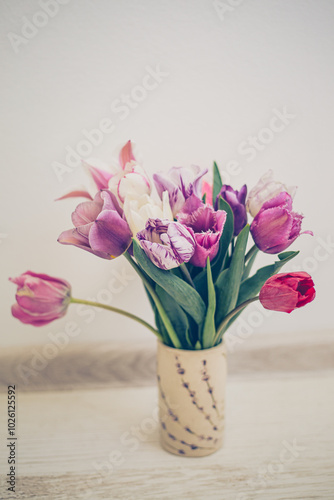 bouquet of tulips in a vase