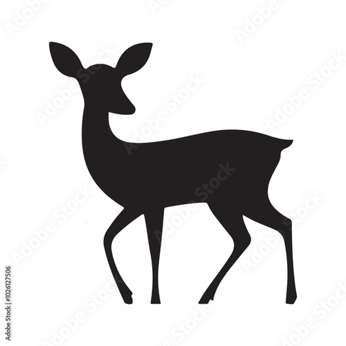Deer Silhouette black color vector on a white background 