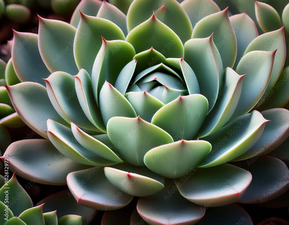 Close-Up Depiction of a Succulent Plant with Thick, Fleshy Leaves