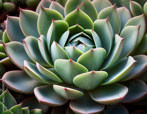 Close-Up Depiction of a Succulent Plant with Thick, Fleshy Leaves photo