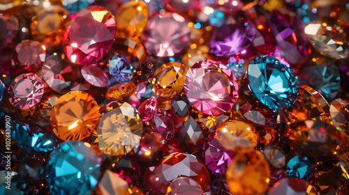 Feast your eyes on a dazzling assortment of vibrant precious gemstones, radiating vivid hues and scintillating brilliance. Ideal for gem and jewelry enthusiasts seeking beauty and luxury