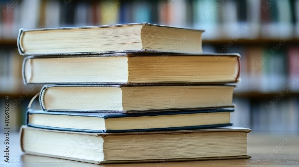 Close-Up of a Stack of Books at a Local Library Close-Up of a Stack of Books at a Local Library