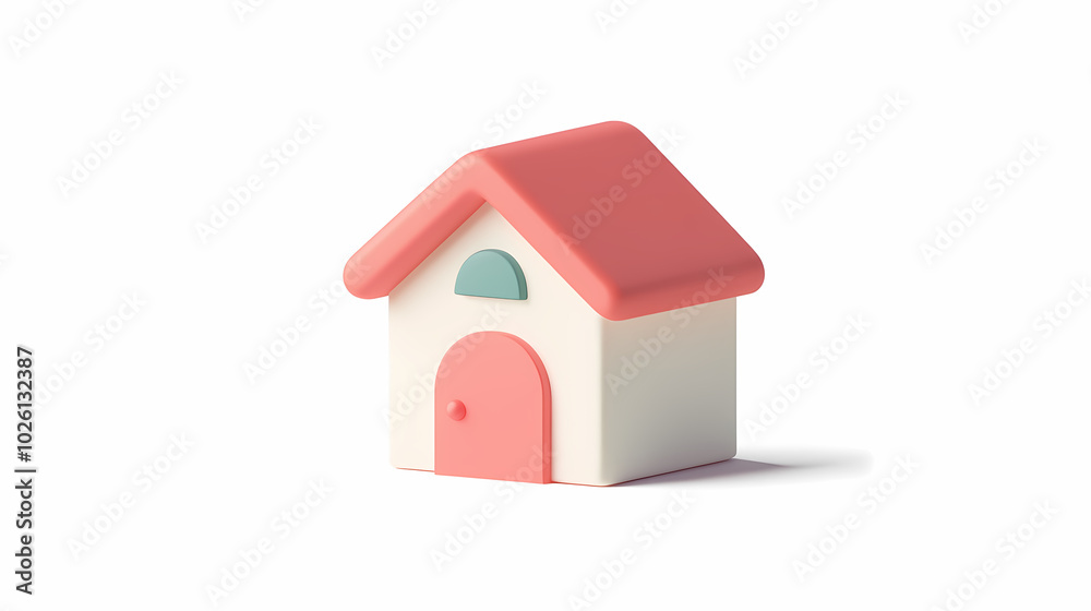 A minimalistic 3D vector for applications and web pages.Plastic render of house on isolated white background. 3d cartoon illustration symbol of security and protection. A minimalistic 3D vector for applications and web pages.Plastic render of house on isolated white background. 3d cartoon illustration symbol of security and protection.