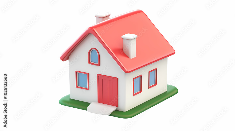 A minimalistic 3D vector for applications and web pages.Plastic render of house on isolated white background. 3d cartoon illustration symbol of security and protection. A minimalistic 3D vector for applications and web pages.Plastic render of house on isolated white background. 3d cartoon illustration symbol of security and protection.