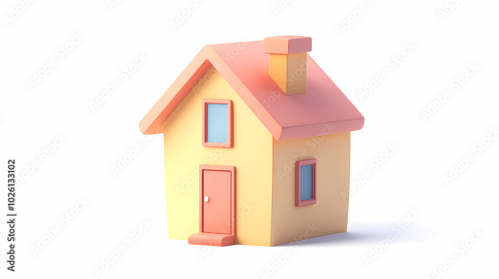 A minimalistic 3D vector for applications and web pages.Plastic render of house on isolated white background. 3d cartoon illustration symbol of security and protection. A minimalistic 3D vector for applications and web pages.Plastic render of house on isolated white background. 3d cartoon illustration symbol of security and protection.