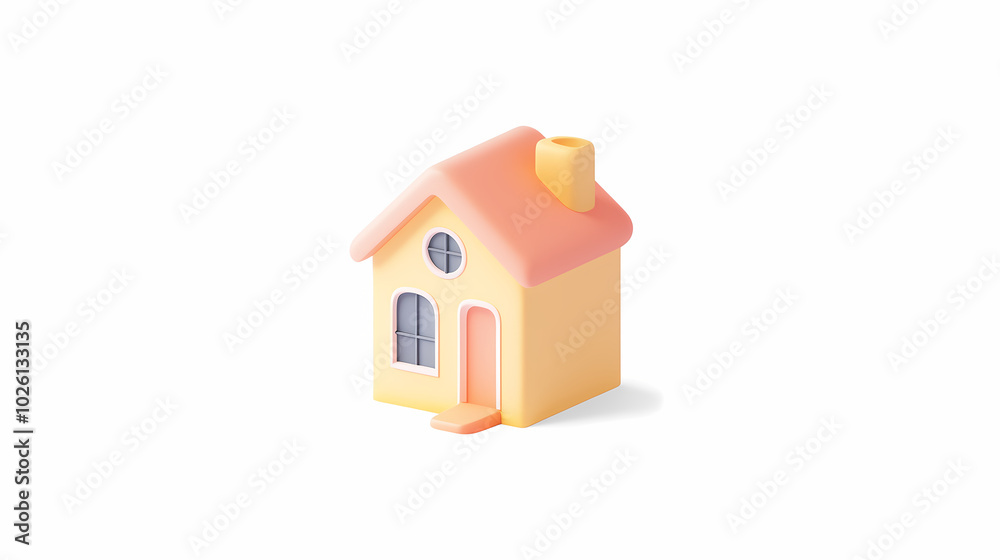 A minimalistic 3D vector for applications and web pages.Plastic render of house on isolated white background. 3d cartoon illustration symbol of security and protection. A minimalistic 3D vector for applications and web pages.Plastic render of house on isolated white background. 3d cartoon illustration symbol of security and protection.
