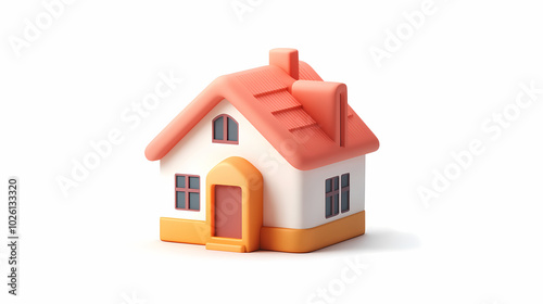  A minimalistic 3D vector for applications and web pages.Plastic render of house on isolated white background. 3d cartoon illustration symbol of security and protection.