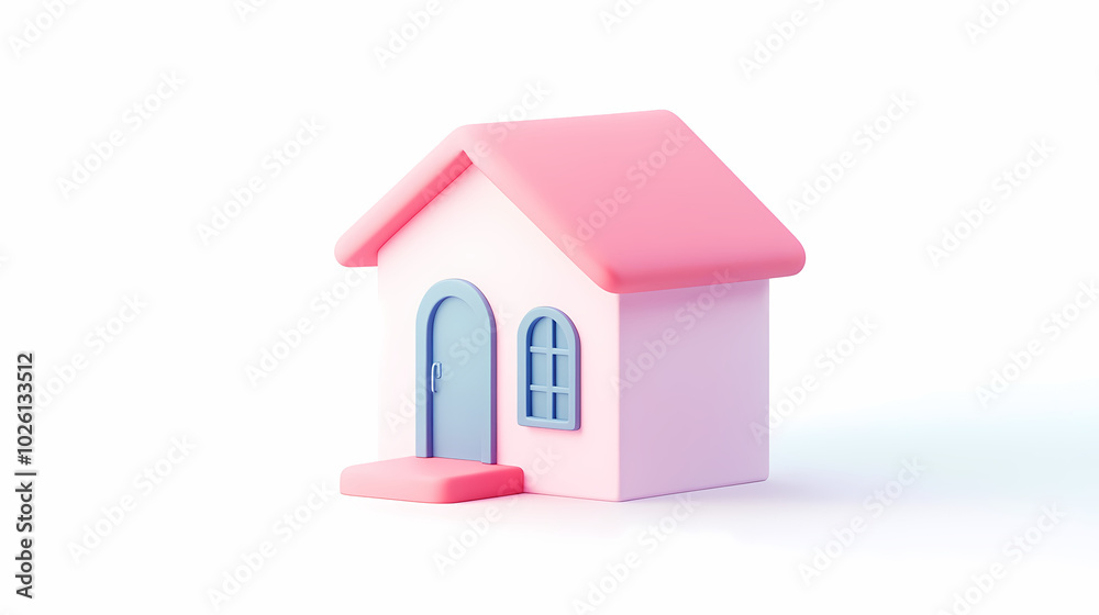 A minimalistic 3D vector for applications and web pages.Plastic render of house on isolated white background. 3d cartoon illustration symbol of security and protection. A minimalistic 3D vector for applications and web pages.Plastic render of house on isolated white background. 3d cartoon illustration symbol of security and protection.