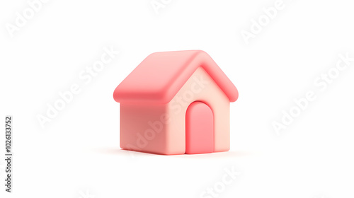  A minimalistic 3D vector for applications and web pages.Plastic render of house on isolated white background. 3d cartoon illustration symbol of security and protection.