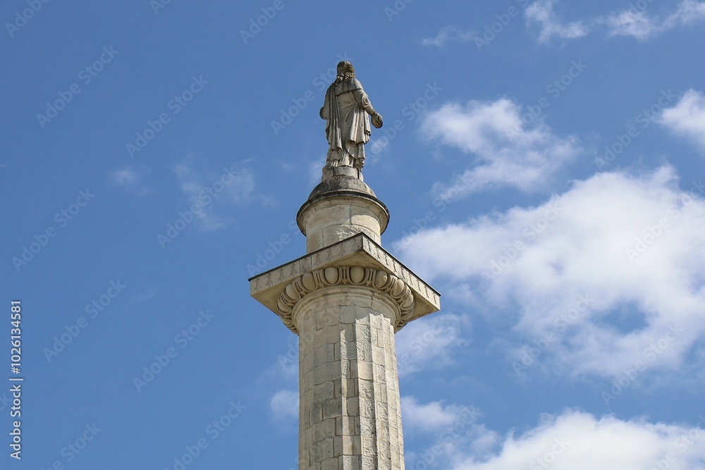 Fototapeta premium La colonne Louis XVI, colonne surmontée d'une statue du roi Louis XVI, érigée au 18ème siècle, ville de Nantes, département de la Loire Atlantique, France