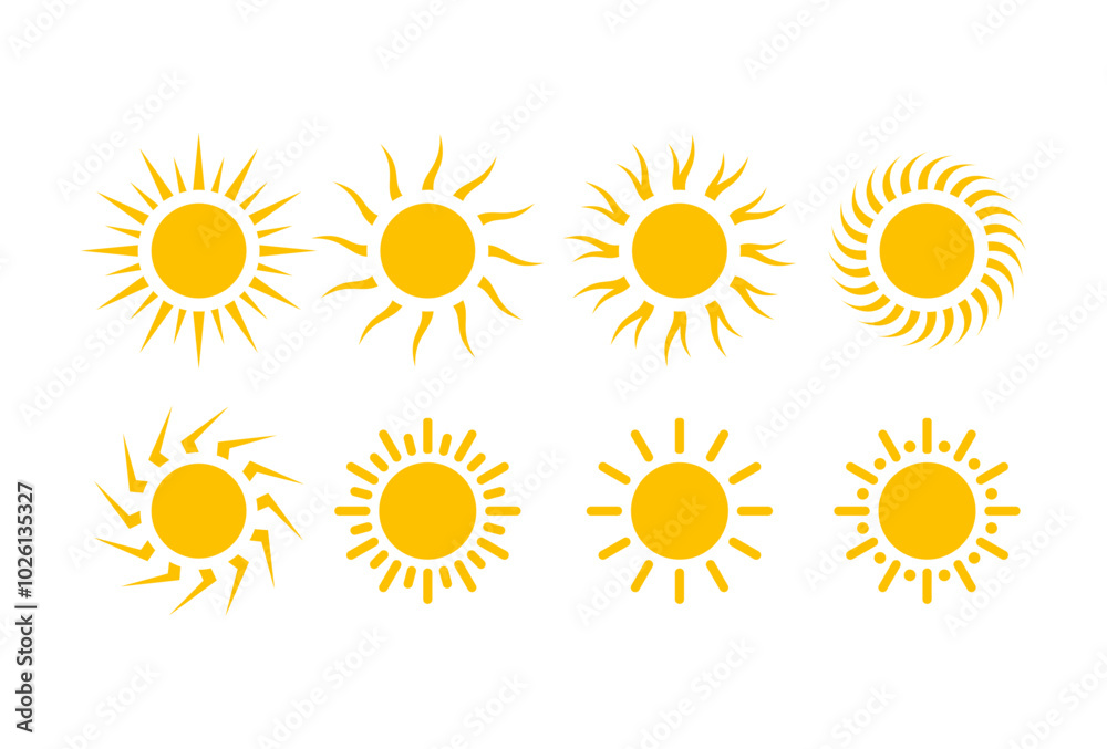Sun simple icons collection. Vector illustration template Sun simple icons collection. Vector illustration template