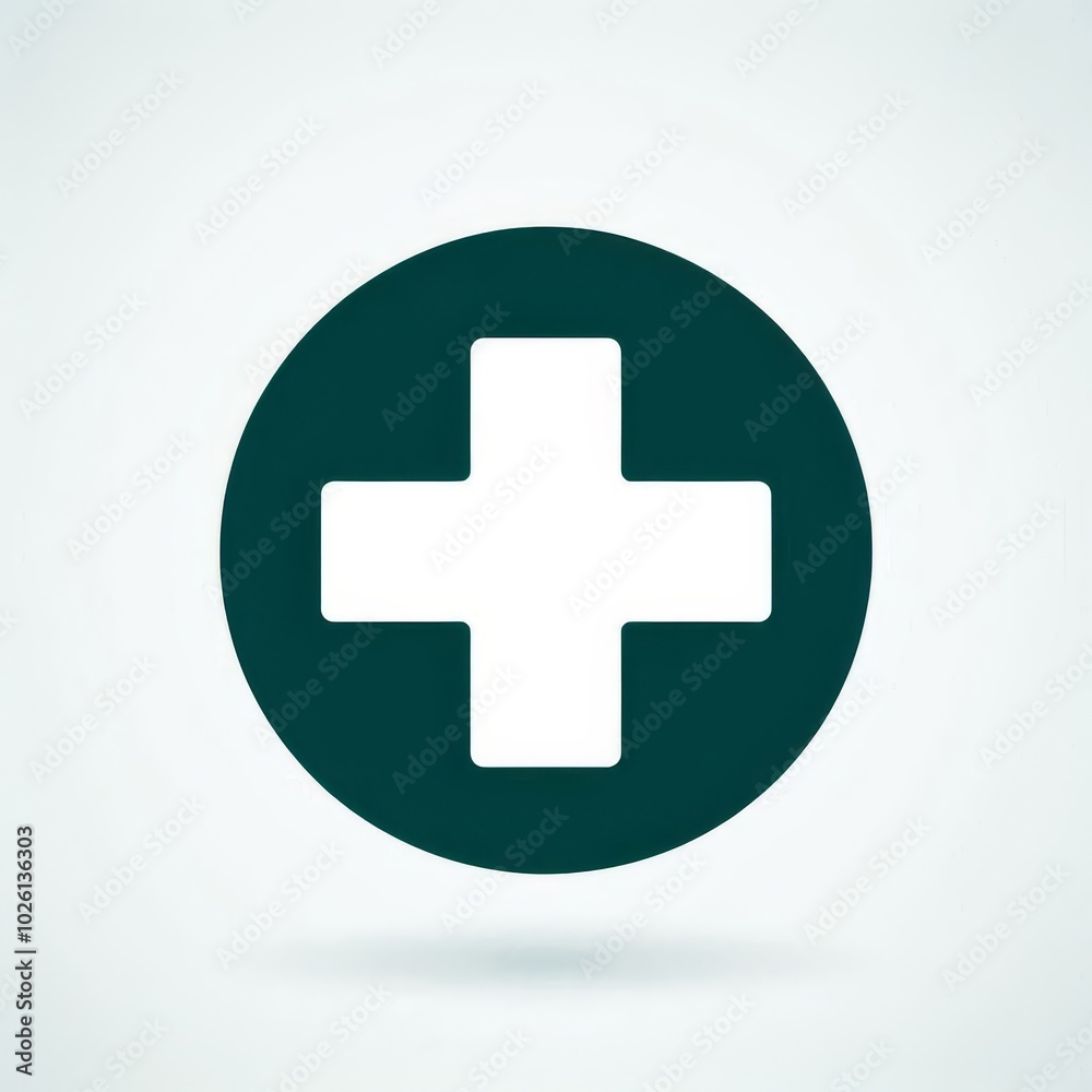 Fototapeta premium Medical Cross Icon in Green Circle – Minimalist Healthcare & Pharmacy Symbol