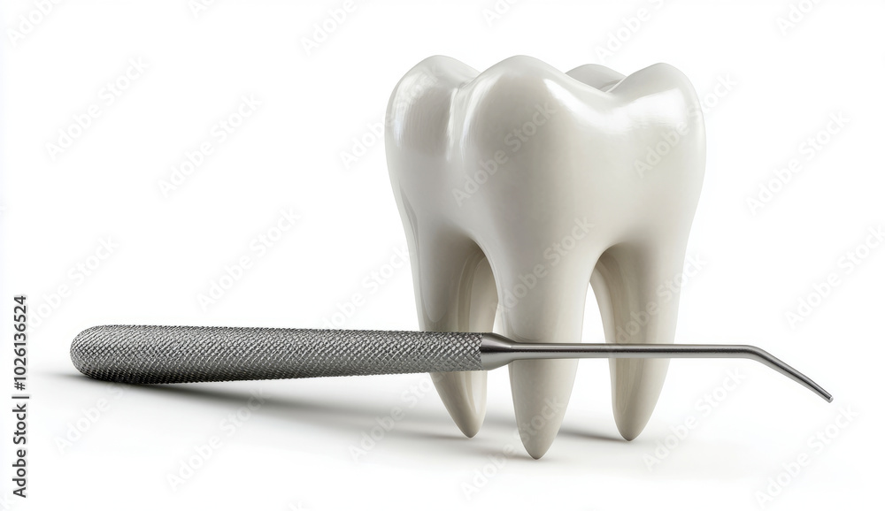 tooth with a tool isolated on white background tooth with a tool isolated on white background