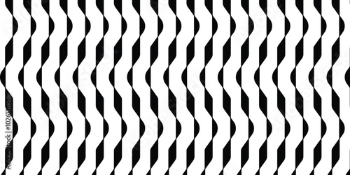 Seamless and unique pattern with curved black objects on a white background