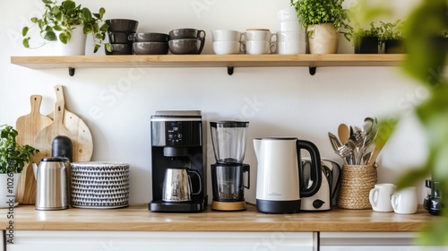 Cozy Kitchen Counter with Appliances and Decor