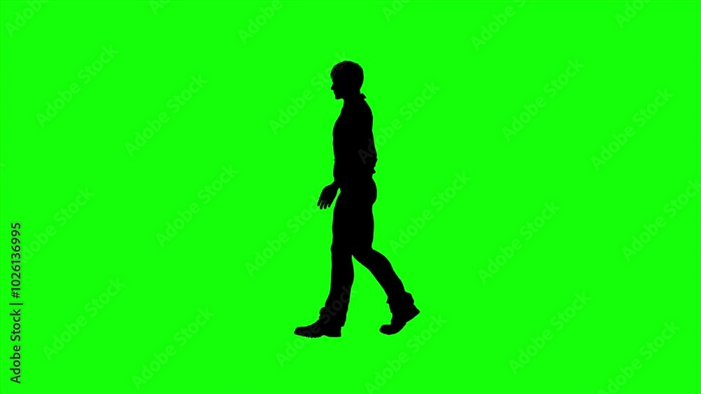 Man Silhouette Walking On Green Screen 1 Man Silhouette Walking On Green Screen 1