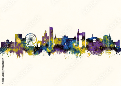 Seville City Skyline. Cityscape Skyscraper Buildings Landscape City Downtown Abstract Landmarks Travel Background Modern Art Architecture Business View Building Corporate