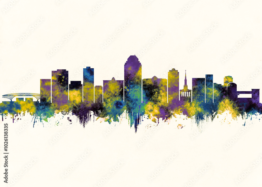 Obraz premium Shreveport City Skyline. Cityscape Skyscraper Buildings Landscape City Downtown Abstract Landmarks Travel Background Modern Art Architecture Business View Building Corporate