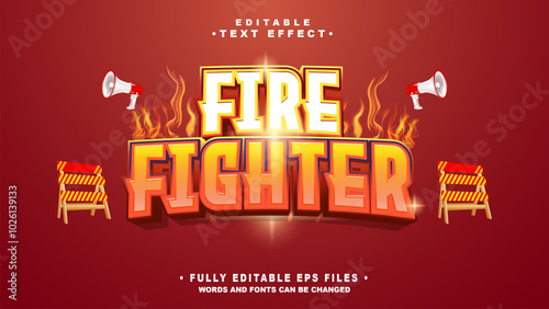 editable fire fighter text effect.typhography logo