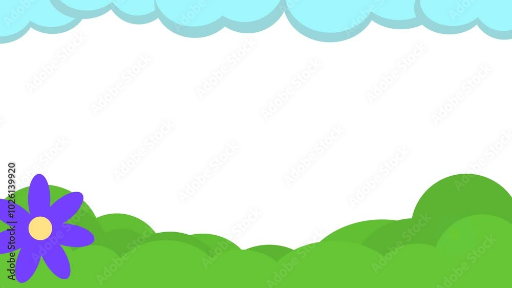 Flower cartoon animation background on white background with copy space for intro Flower cartoon animation background on white background with copy space for intro