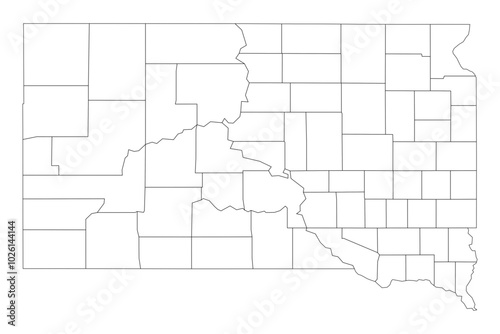 South Dakota State Outline with County Boundaries