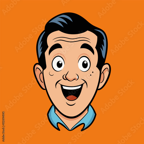 Face of an admiring or surprised young man. Retro pop art comic style. Vector illustration.