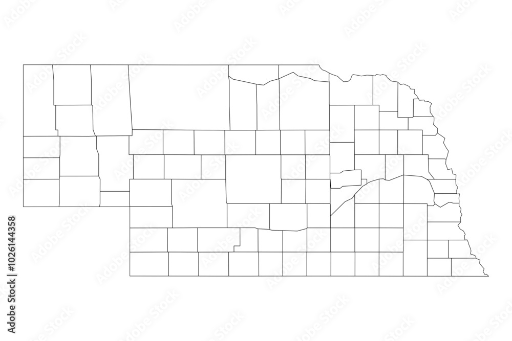 Nebraska State Outline with County Boundaries Nebraska State Outline with County Boundaries