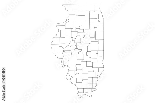 Illinois State Outline with County Boundaries