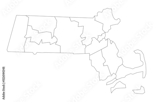 Massachusetts State Outline with County Boundaries