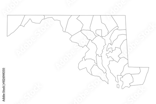 Maryland State Outline with County Boundaries