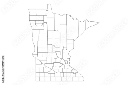 Minnesota State Outline with County Boundaries