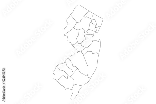 New Jersey State Outline with County Boundaries