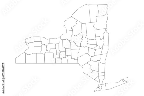 New York State Outline with County Boundaries