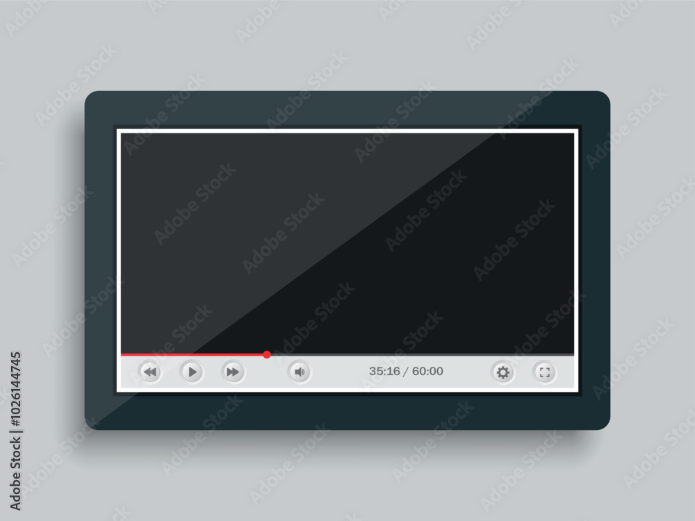 Bright realistic white video player on the tablet. Vector on a gray background
Bright realistic white video player on the tablet. Vector on a gray background